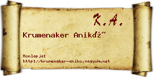 Krumenaker Anikó névjegykártya